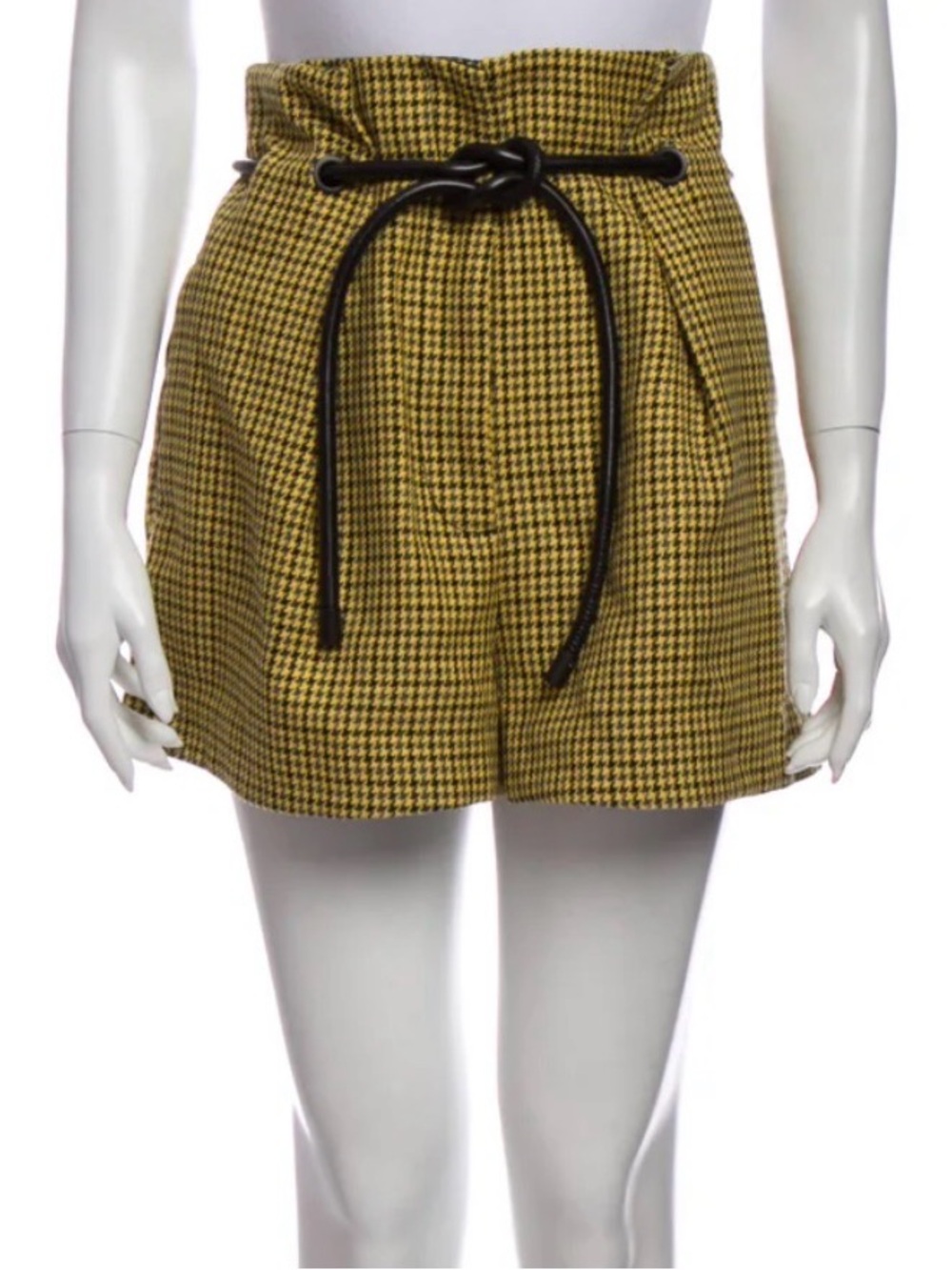 3.1 Phillip Lim High Rise Houndstooth Wool Short Yellow Black Size 0-2 Small